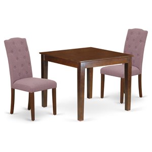 East West Furniture Oxford 3-piece Wood Dining Set in Mahogany/Dahlia