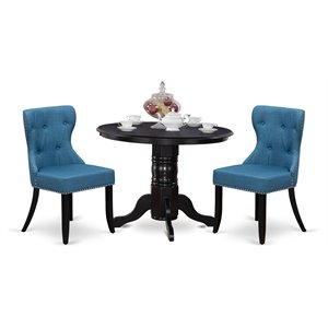 East West Furniture Shelton 3-piece Wood Dining Room Set in Black