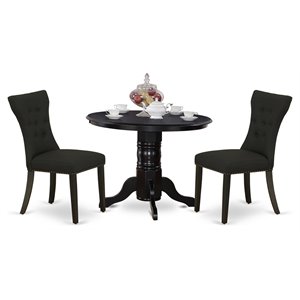 East West Furniture Shelton 3-piece Wood Kitchen Set in Black