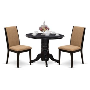 East West Furniture Shelton 3-piece Wood Dining Table Set in Black