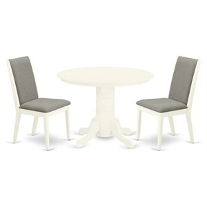 East West Furniture Shelton 3-piece Wood Dining Set in Linen White/Shitake