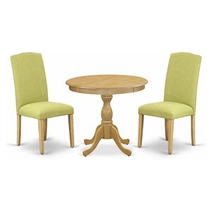 East West Furniture Antique 3-piece Wood Table and Dining Chair Set in Oak