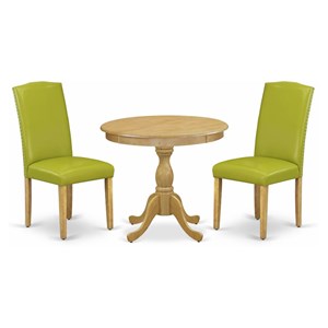 East West Furniture Antique 3-piece Wood Table and Dining Chairs in Oak
