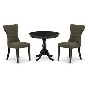 East West Furniture Antique 3-piece Wood Dining Room Set in Wire Brush Black