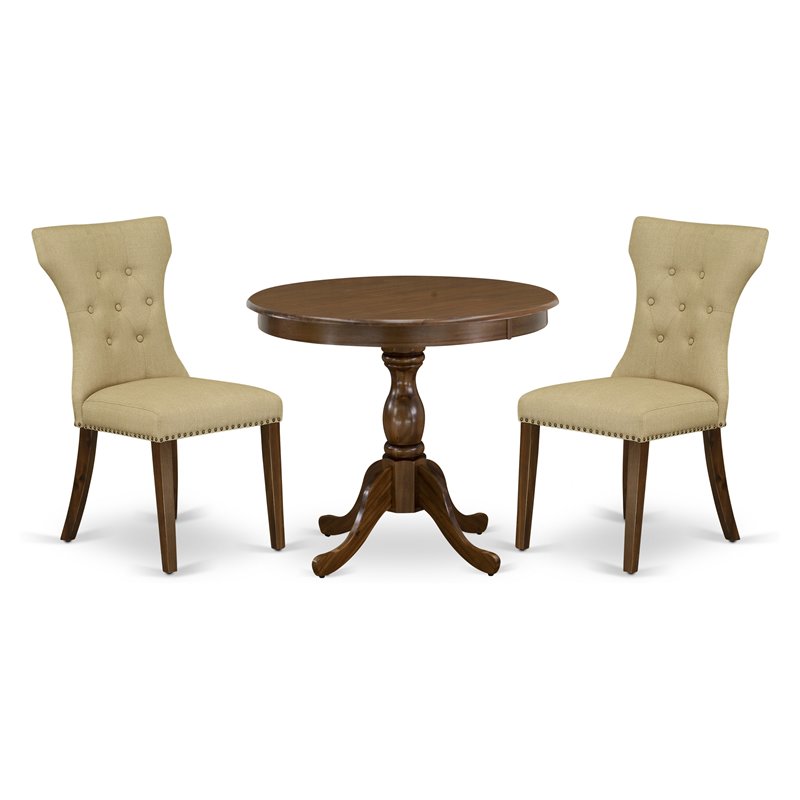 East West Furniture Antique 3-piece Wood Dining Room Set in Walnut