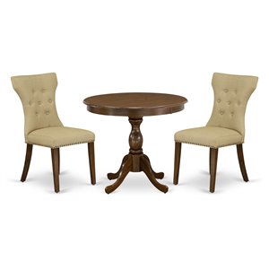 East West Furniture Antique 3-piece Wood Dining Room Set in Walnut