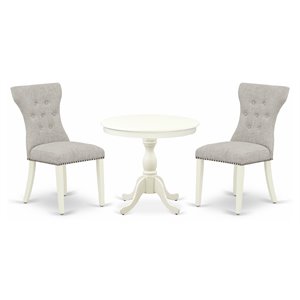 East West Furniture Antique 3-piece Wood Table and Dining Chairs in Linen White