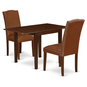 East West Furniture Norden 3-piece Wood Dining Room Set in Mahogany