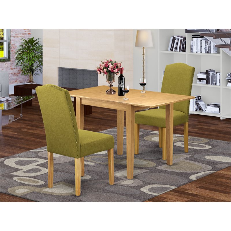 East West Furniture Norden 3-Piece Wood Dining Set in Oak/Light Pickle