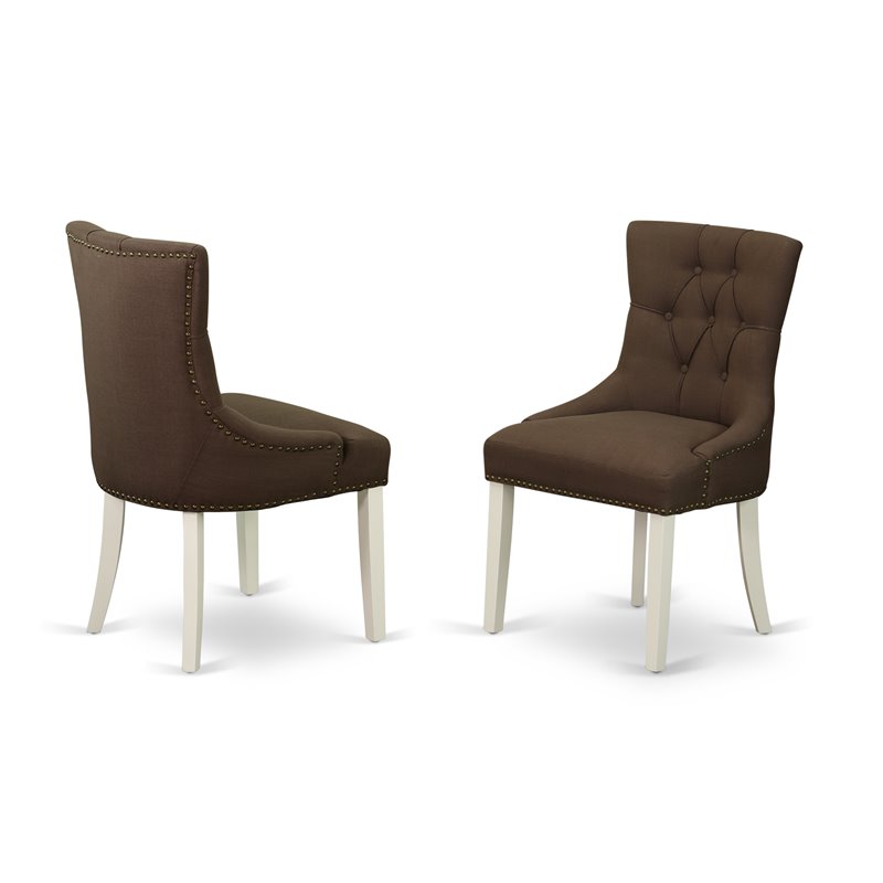 East West Furniture Norden 3-piece Wood Dining Set in Linen White/Chocolate