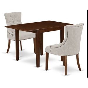 East West Furniture Norden 3-piece Wood Dining Set in Mahogany/Doeskin