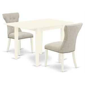 East West Furniture Norden 3-piece Wood Dining Table and Chairs in Linen White