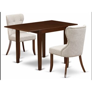 East West Furniture Norden 3-piece Wood Kitchen Table Set in Mahogany