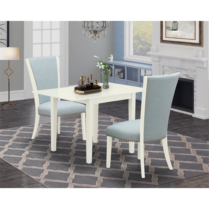 East West Furniture Norden 3-piece Wood Table and Dining Chairs in White