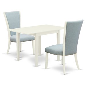 East West Furniture Norden 3-piece Wood Table and Dining Chairs in White