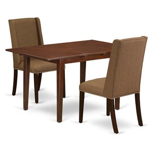 East West Furniture Norfolk 3-piece Wood Dinette Set in Mahogany