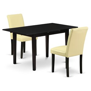 East West Furniture Norfolk 3-piece Wood Dining Room Set in Black