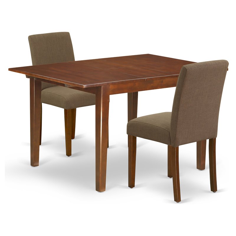 East West Furniture Norfolk 3-piece Wood Dining Set in Mahogany/Coffee