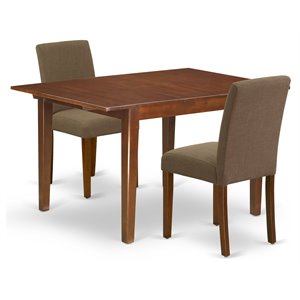 East West Furniture Norfolk 3-piece Wood Dining Set in Mahogany/Coffee