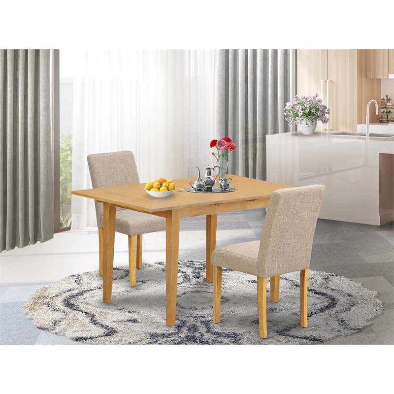 East West Furniture Norfolk 3-piece Traditional Wood Dinette Set in Oak