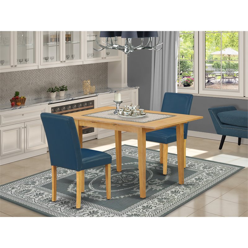 East West Furniture Norfolk 3-piece Wood Dinette Table Set in Oak