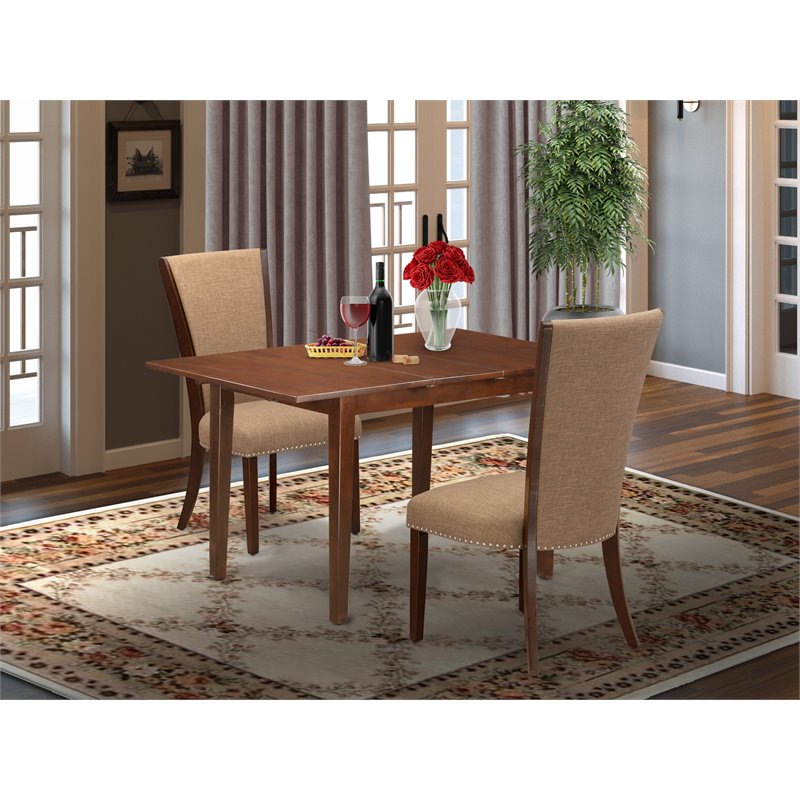 East West Furniture Picasso 3-piece Wood Dining Room Table Set in Mahogany