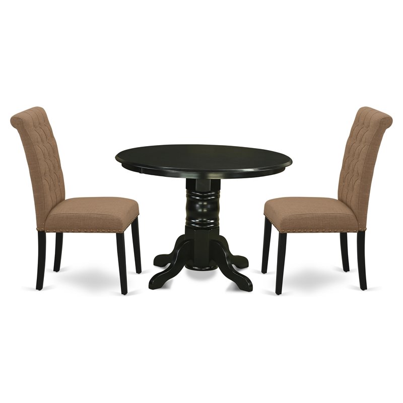 East West Furniture Shelton 3-piece Wood Dining Set in Black/Light Sable
