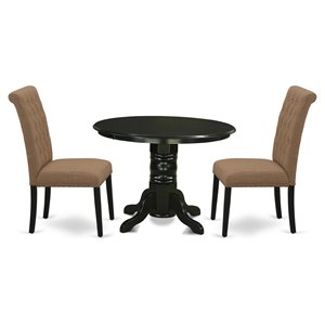 East West Furniture Shelton 3-piece Wood Dining Set in Black/Light Sable