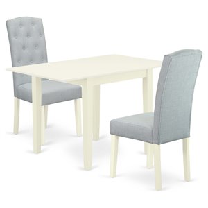 East West Furniture 3-piece Wood Dining Table and Chair Set in Linen White
