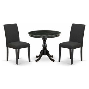 East West Furniture Antique 3-piece Wood Dining Set in Wire Brush Black
