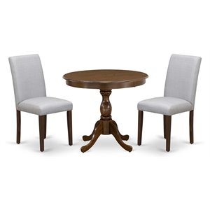 East West Furniture Antique 3-piece Wood Dining Set with High Back in Walnut