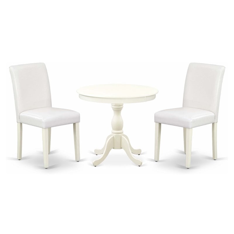 East West Furniture Antique 3-piece Wood Dinette Table Set in White