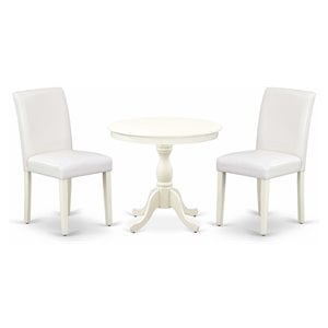 East West Furniture Antique 3-piece Wood Dinette Table Set in White