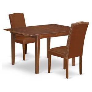 East West Furniture Norfolk 3-piece Wood Dining Set in Mahogany