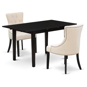 East West Furniture Norfolk 3-piece Wood Dinette Table Set in Black