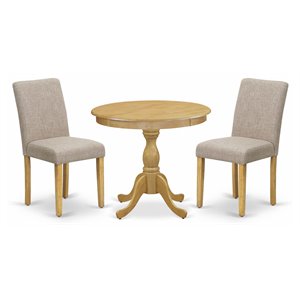 East West Furniture Antique 3-piece Wood Dining Set with High Back in Oak