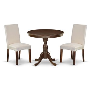 East West Furniture Antique 3-piece Wood Dining Table and Chairs in Mahogany