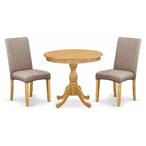 East West Furniture Antique 3-piece Wood Dining Table and Chairs in Oak