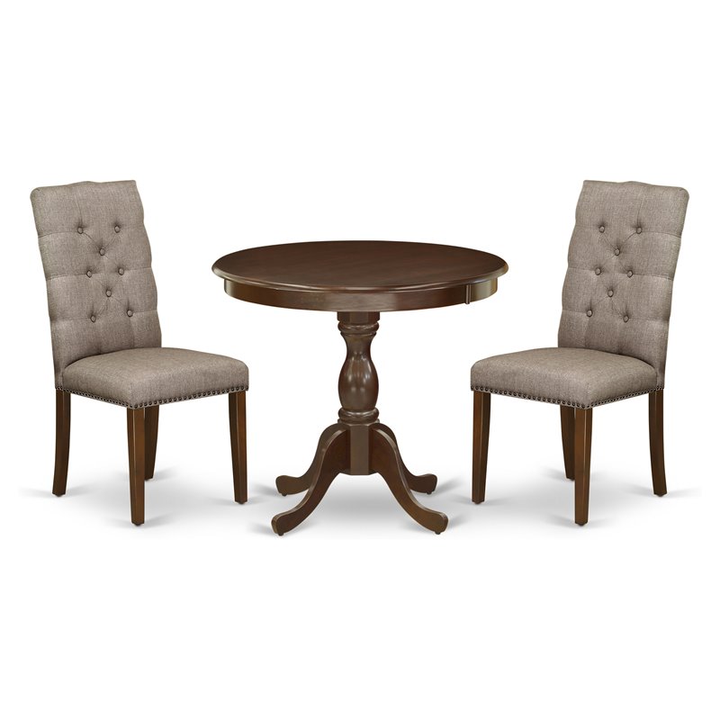 East West Furniture Antique 3-piece Wood Table and Dining Chair Set in Mahogany