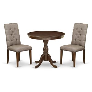 East West Furniture Antique 3-piece Wood Table and Dining Chair Set in Mahogany