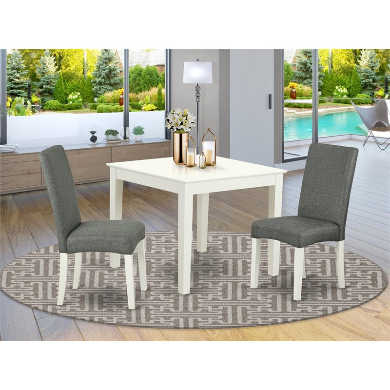 East West Furniture Oxford 3-piece Wood Dining Set in Linen White/Gray