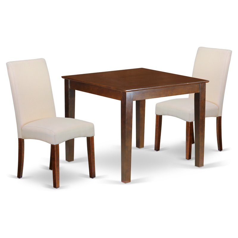 East West Furniture Oxford 3-piece Wood Dining Set in Mahogany/Cream