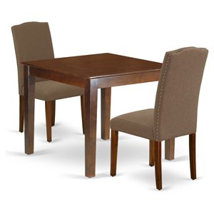 East West Furniture Oxford 3-piece Wood Dining Set in Mahogany/Dark Coffee