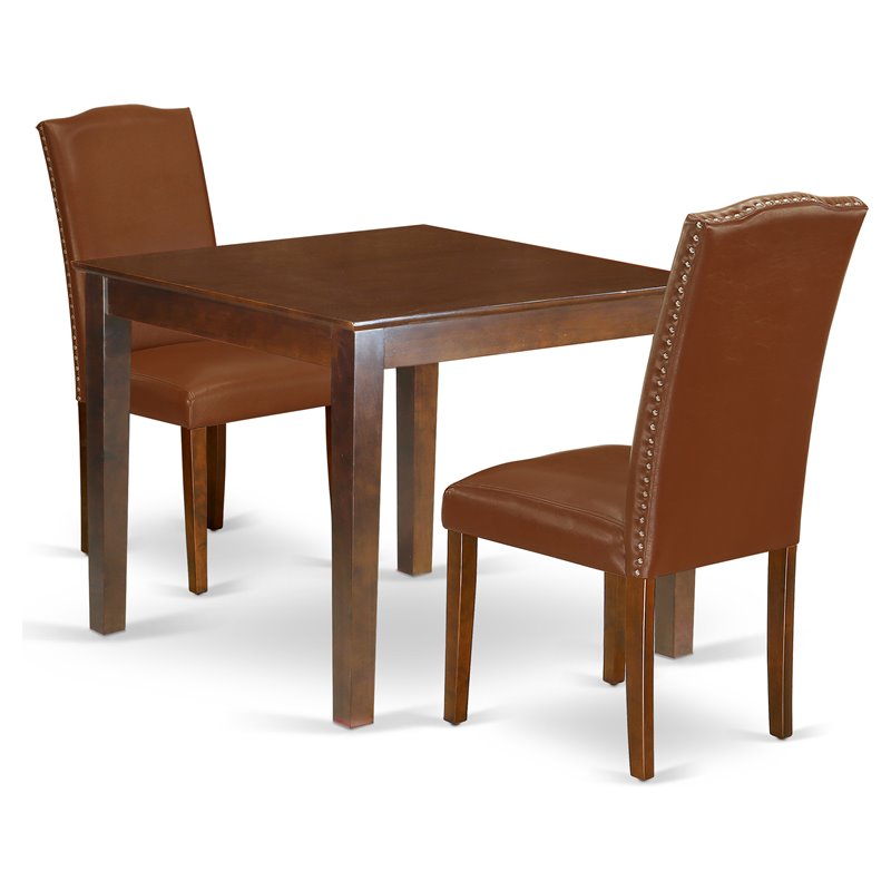 East West Furniture Oxford 3-piece Wood Dining Set in Mahogany
