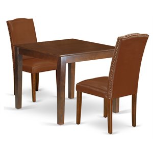 East West Furniture Oxford 3-piece Wood Dining Set in Mahogany