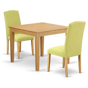 East West Furniture Oxford 3-piece Wood Dining Set in Oak/Limelight