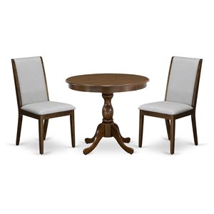 East West Furniture Antique 3-piece Wood Dining Table Set in Walnut