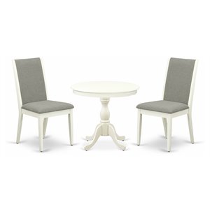 East West Furniture Antique 3-piece Wood Dining Set in Linen White