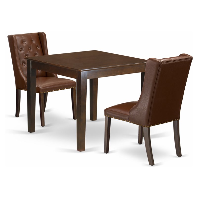East West Furniture Oxford 3-Piece Wood Dining Set in Brown/Mahogany