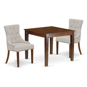 East West Furniture Oxford 3-piece Wood Dining Set in Mahogany/Doeskin